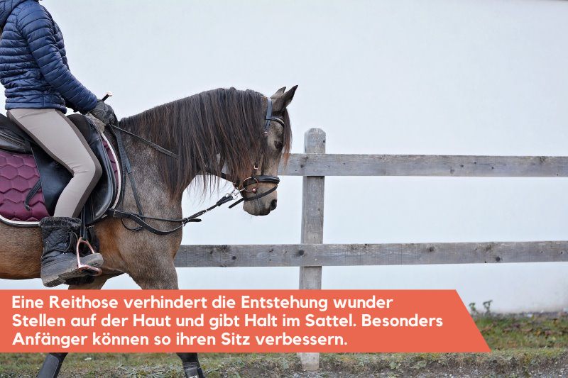 Reiterin mit enger Reithose für den Stiefel