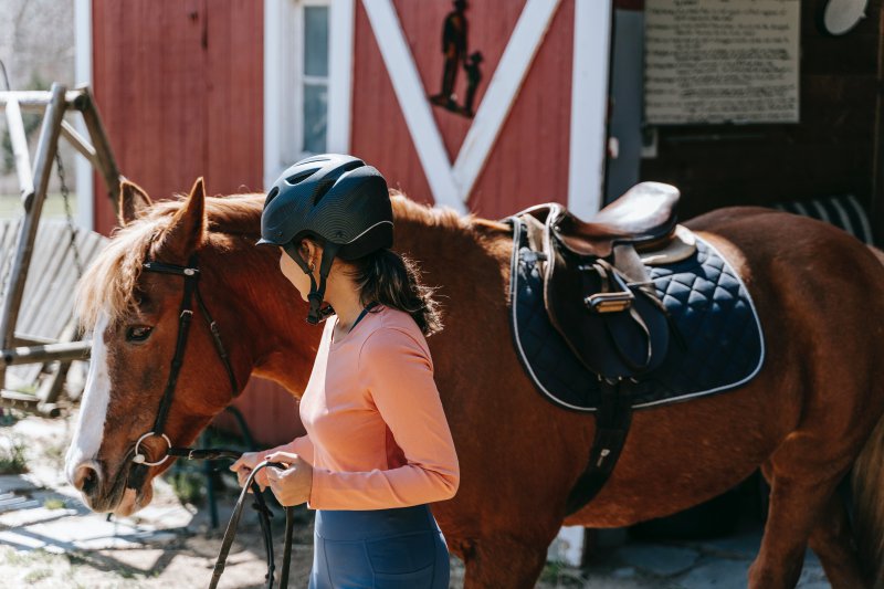 Ponyreiten mit blauer Schabracke Pony Schabrakce Reiten